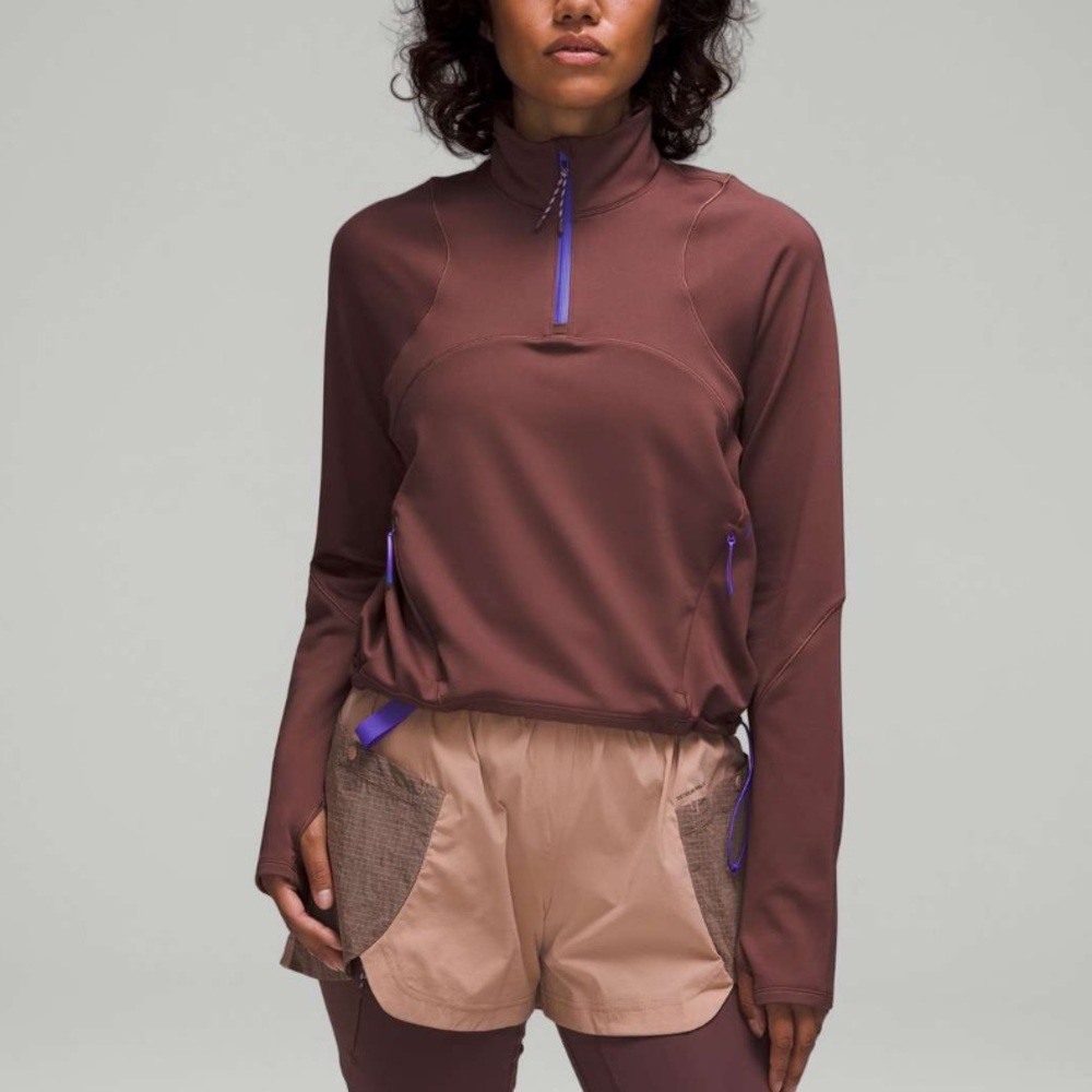 Lululemon Tech Fleece Hiking 1/4 Zip Pullover in Dark Oxide / Pink Clay size 6
